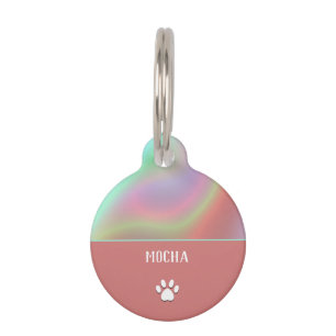 Médaillon Pour Animaux Holographie rose Rose poussiéreux