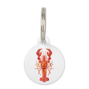 Médaillon Pour Animaux Homard polygonal rouge