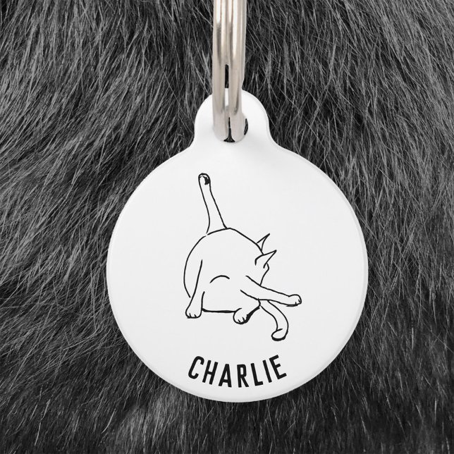Médaillon Pour Animaux Humour de chat drôle (Funny cat humor personalized custom name and details pet tag)