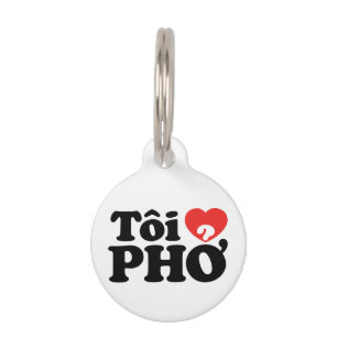 Médaillon Pour Animaux I Heart (Love) Pho (Tôi PHỞ)