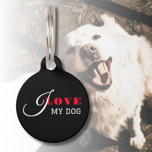 Médaillon Pour Animaux I love (ajouter votre texte) Cadeau Saint-Valentin