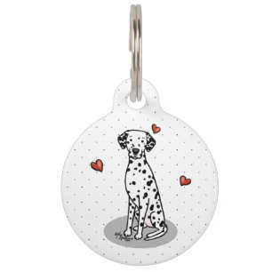 Médaillon Pour Animaux I Love Dalmatians (noir 1) Coeurs mignon chien