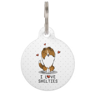 Médaillon Pour Animaux I Love Shelts (sable 2) Shetland Sheepdogs mignonn