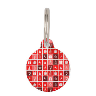 Médaillon Pour Animaux Icône de Noël Carrés Rouges Art de Fête Classique