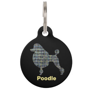 Médaillon Pour Animaux ID de grille de silhouette de chien de caniche