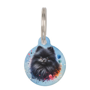 Médaillon Pour Animaux Illustration aquarelle d'un poméranien noir