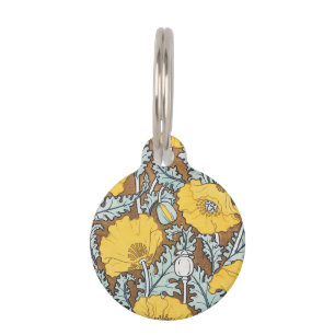 Médaillon Pour Animaux illustration d'art pavot fleur jaune