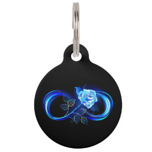 Médaillon Pour Animaux Infini lumineux avec rose bleue