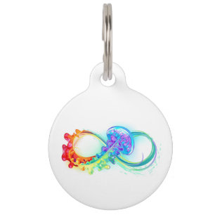 Médaillon Pour Animaux Infinity avec Rainbow Jellyfish