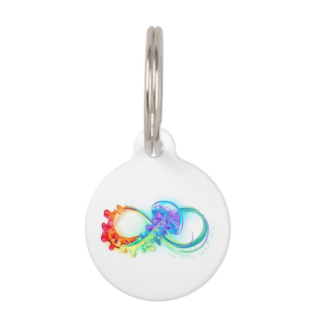 Médaillon Pour Animaux Infinity avec Rainbow Jellyfish (Devant)