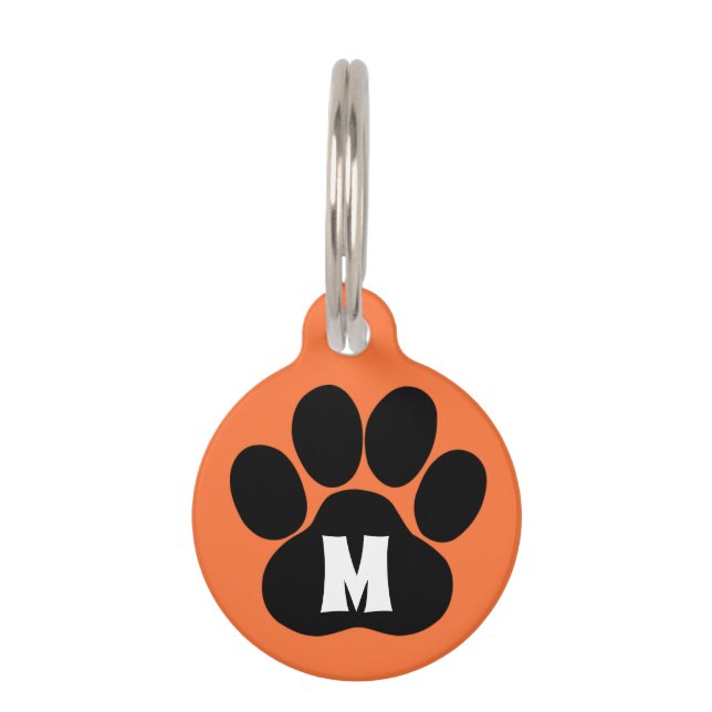 Médaillon Pour Animaux Information orange de contact d'initiale (Devant)
