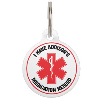 Médaillon Pour Animaux J'ai une alerte médicale d'Addison Médicaments né