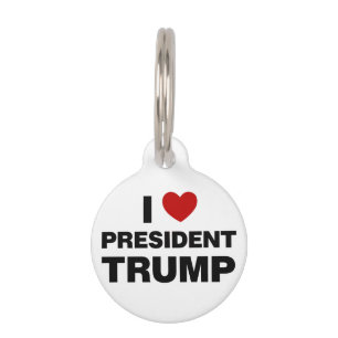Médaillon Pour Animaux J'aime le président Trump Heart