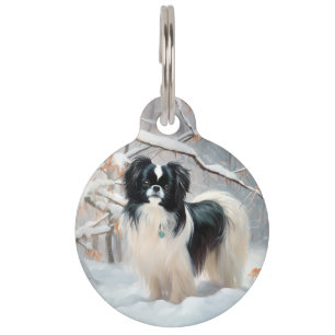Médaillon Pour Animaux Japanese Chin Laissez Tomber la Neige Noël