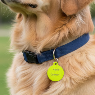Médaillon Pour Animaux jaune fluorescent - personnalisé