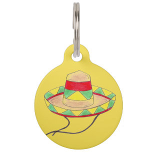 Médaillon Pour Animaux Jaune Rouge Sombrero Cinco de Mayo Fiesta Mexicain
