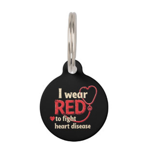 Médaillon Pour Animaux Je porte du rouge pour lutter contre les maladies