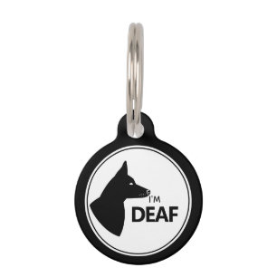 Médaillon Pour Animaux Je suis un chien noir et blanc sourd avec des orei