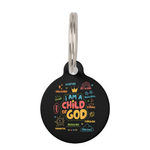 Médaillon Pour Animaux Je suis un enfant de Dieu Christian Retro Jésus Fo
