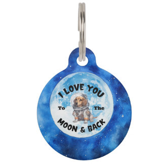 Médaillon Pour Animaux Je t'aime jusqu'à la lune et retour Dachshund