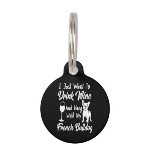 Médaillon Pour Animaux Je veux juste boire du vin et promener mon bouledo