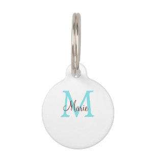 Médaillon Pour Animaux jeté simple minimal ajouter nom monogramme rose ro