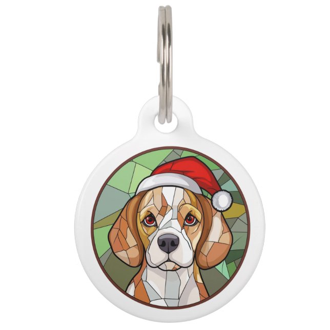 Médaillon Pour Animaux Joie canine charmante : Noël sur le thème Beagle (Devant)