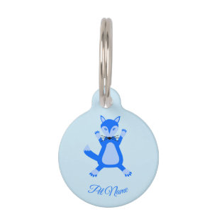 Médaillon Pour Animaux Joli Bébé Renard Bleu Garçon Nom de Compagnie Pers