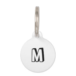 Médaillon Pour Animaux Joli blanc noir moderne monogramme nom contact inf