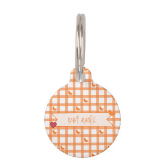 Médaillon Pour Animaux Joli Gingham Orange