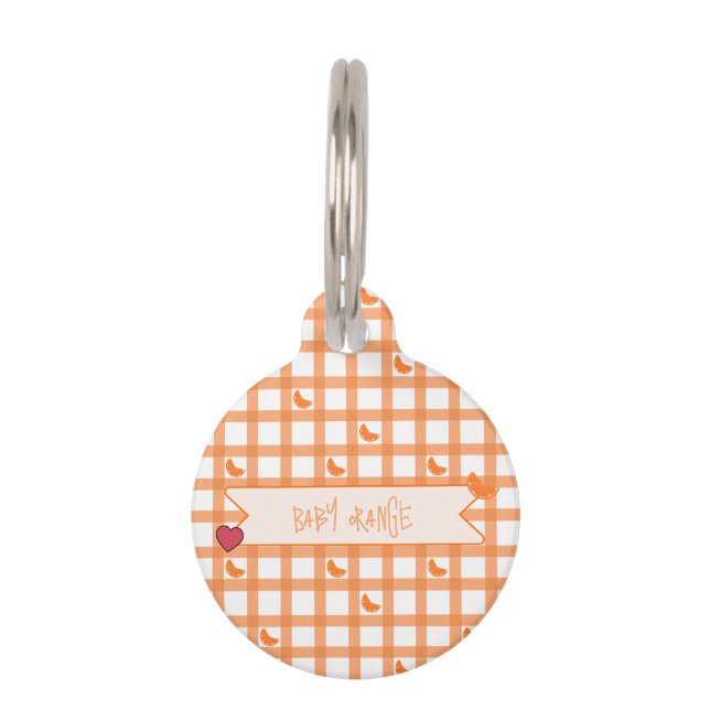 Médaillon Pour Animaux Joli Gingham Orange (Devant)