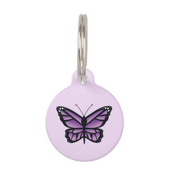 Médaillon Pour Animaux Joli Papillon Violet (Devant)
