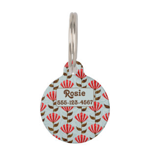 Médaillon Pour Animaux Joli Poppies rouges rétro sur la texture des Faux