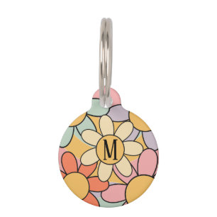 Médaillon Pour Animaux Joli style rétro coloré fleurs marguerites