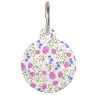 Médaillon Pour Animaux Jolie aquarelle design floral