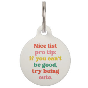 Médaillon Pour Animaux Jolie liste mignonne drôle colorée Noël