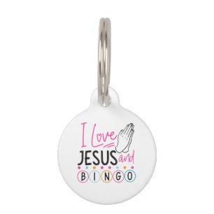 Médaillon Pour Animaux Joueur de Bingo Jésus Foi Chrétien J'aime Jésus An