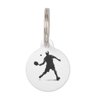 Médaillon Pour Animaux Joueur de Pickleball Silhouette Sport Design