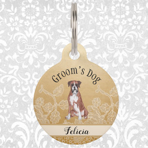 Médaillon Pour Animaux Jour de l'or Mariage de la Groom avec Faux Lace