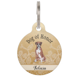 Médaillon Pour Animaux Jour d'honneur du chien d'or Mariage avec Faux Lac
