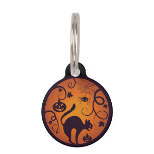 Médaillon Pour Animaux Joyeuse lanterne d'Halloween araignées et chauves-