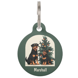 Médaillon Pour Animaux Joyeuses fêtes Chiens Rottweiler