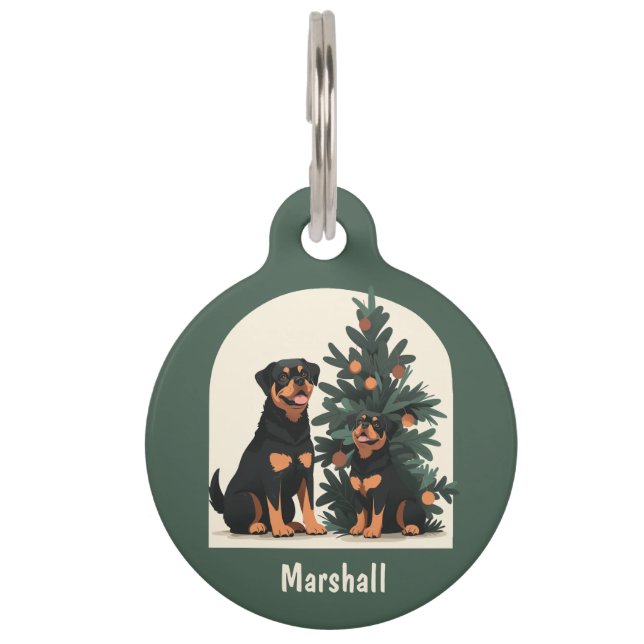 Médaillon Pour Animaux Joyeuses fêtes Chiens Rottweiler (Devant)