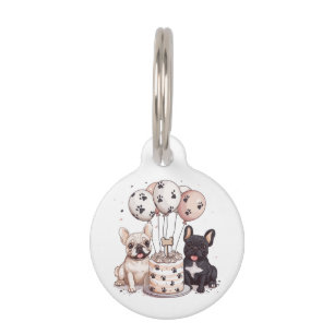Médaillon Pour Animaux Joyeux Anniversaire Chapeaux de Fête Bouledogues F