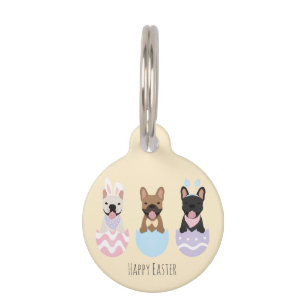 Médaillon Pour Animaux Joyeux Bulldogs français de Pâques