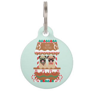 Médaillon Pour Animaux Joyeux Carlins de Noël Chiens de vacances