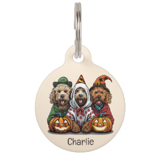 Médaillon Pour Animaux Joyeux chien d'Halloween Goldendoodle