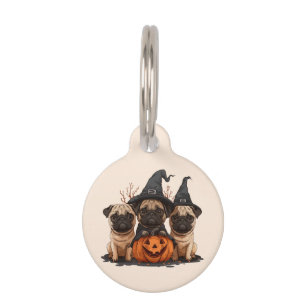 Médaillon Pour Animaux Joyeux Halloween Pugs Citrouilles Jack O Lanterns