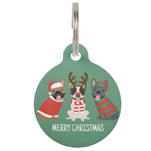 Médaillon Pour Animaux Joyeux Noël Bulldogs Français
