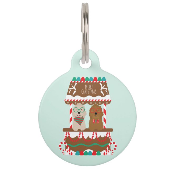 Médaillon Pour Animaux Joyeux Noël Goldendoodles Chiens de vacances (Devant)